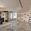 Modern Living Room Interior With Large Windows City View Chandelier Colorful Sofas And Area Rugs