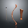 Traditional Ancient Weapons Collection Featuring Spear Bow And Wooden Arrow Quiver