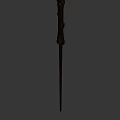 Wooden Magical Wand With Ornate Carved Handle As Fantasy Weapon
