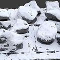 Snow Covered Stones And Wood Natural Pile With Outdoor Textures