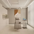 Modern Beauty Salon Treatment Room With Bed Equipment White Cabinets And Green Plant