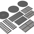 Different Shapes Of Road Facilities Including Manhole Covers And Drainage Grates