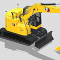 Yellow CAT Excavator With Tracks Cab And Front Bucket Design 3d model