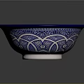 Sculpture Carving Ceramic Washbasin With Blue And White Intricate Floral Patterns