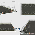 Well Designed Parking Lot With Fencing Parking Lines Entrance And Street Lamps