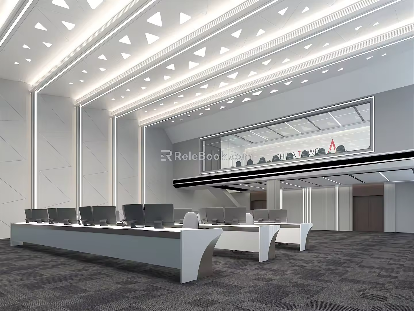 Command Control Room of Modern Monitoring Room 3d model