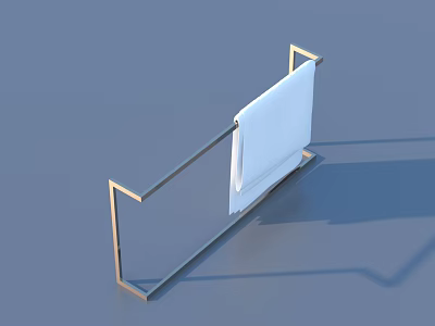 Practical Metal Frame Towel Rack With Hanging White Bathroom Towel 3d model