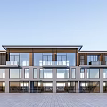 Modern Townhouse Exterior Design With Large Windows And Balconies