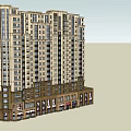 High Rise Residential Building Exterior With Ground Floor Shops Design
