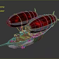 Water Transport Vehicle With Two Red Airbags Wooden Deck And Metal Parts