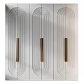 Modern Wardrobe Design Featuring Line Patterns And Wooden Handles On Sliding Doors