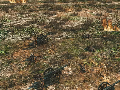 Reptiles In Arid Grassland With Fire 3d model