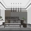 Modern Spacious Office Interior Design With Sofa Bookshelves Desk And Windows 3d model