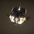 Futuristic Cosmic Spaceship Featuring Metallic Exterior Illuminated Elements And Streamlined Design For Interstellar Travel