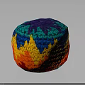 Colorful Handwoven Round Pouf Furniture With Vibrant Red Yellow Blue Green Hues