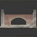 Cartoon Scene Featuring Red Brick Archway With White Borders And Pedestal Base