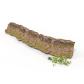 Modern Detailed Terrain Model With Brown Texture Green Moss And Small Green Plants 3d model