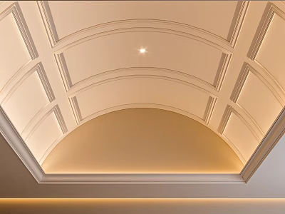 Stylish Modern Ceiling Design With Arched Patterns Decorative Moldings And Recessed Lighting 3d model