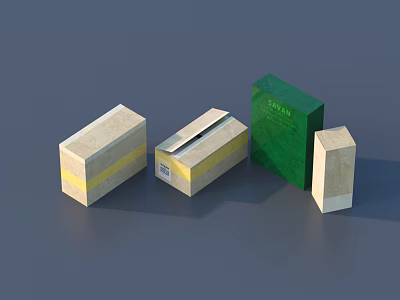 Modern Household Storage Boxes With Green And Beige Design For Daily Use 3d model