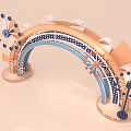 Decorative Archway Featuring Ferris Wheel Elements Colorful Decorative Wheels And Geometric Shapes
