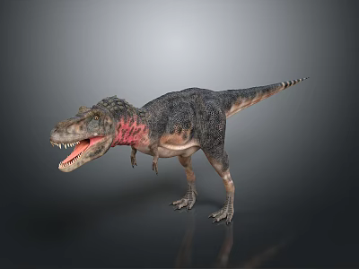 Realistic Tyrannosaurus Rex 3D Character With Sharp Teeth Standing On Gray Background 3d model