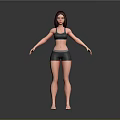 Game Movie Character Female with Sportswear Tank Top and Shorts Standing Pose