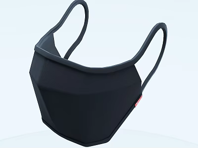 Black Reusable Face Mask With Soft Ear Loops And Breathable Fabric 3d model