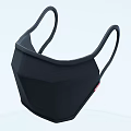 Black Reusable Face Mask With Soft Ear Loops And Breathable Fabric 3d model