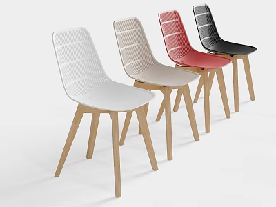 Modern Outdoor Chairs With Striped Design And Wooden Legs In Multiple Colors 3d model