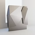 Modern Geometric Art Installation With Metallic Polyhedral Structure And Reflective Surface 3d model