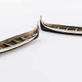 Two Traditional Wooden Boats With Classic Design And Wooden Seats On White Background