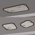 Chinese Style Ceiling Lights With Bamboo Leaf Patterns And Wooden Frames In Different Shapes 3d model