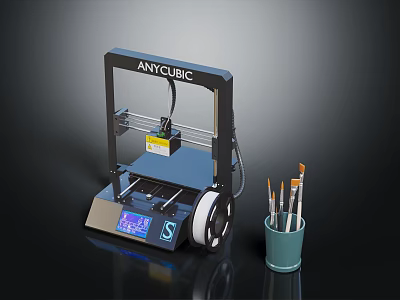 ANYCUBIC Desktop 3D Printer With LCD Display And Brushes Accessories Set 3d model