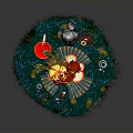 Colorful Frog On Green Island With Red Plant Small Mushrooms And Glowing Elements
