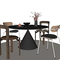 Modern Dining Table and Chair Round Dining Table 3d model