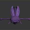 Purple Cartoon Ant Character With Green Eyes Long Antennae And Slender Limbs