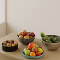 Assorted Bowls of Fruits Nuts and Vegetables on Wooden Table