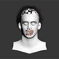 Realistic Human Head 3D Model With Detailed Facial Organs And Short Black Hair