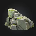 Natural Stacked Stone Structure With Mossy Details And Wooden Accents