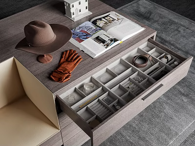 Open Jewelry Storage Drawer With Multiple Compartments For Accessories Organization 3d model