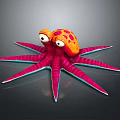 Vibrant Orange and Pink Octopus With Large Eyes And Colorful Tentacles