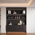 Modern Display Cabinet With Books Decorative Bottles Fruits And Plant Lighting Design