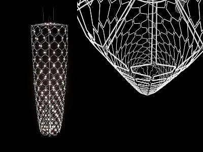 Modern Geometric Net Like Chandelier Design With Illuminated Pattern And Structure 3d model