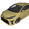 Golden Toyota Sporty Hatchback With Black Grille And Alloy Wheels