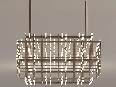 Modern Metal Frame Chandelier With Arranged Light Tubes And Grid Design 3d model