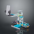Educational Mechanical Arm Device With Blue Structure Motor And Circuit Board Parts