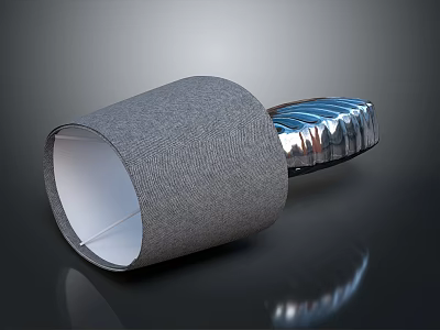 Modern Table Lamp With Gray Fabric Shade And Silver Metallic Base 3d model