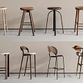 Modern Bar Stools Collection Featuring Various Wooden and Metal Frame Designs
