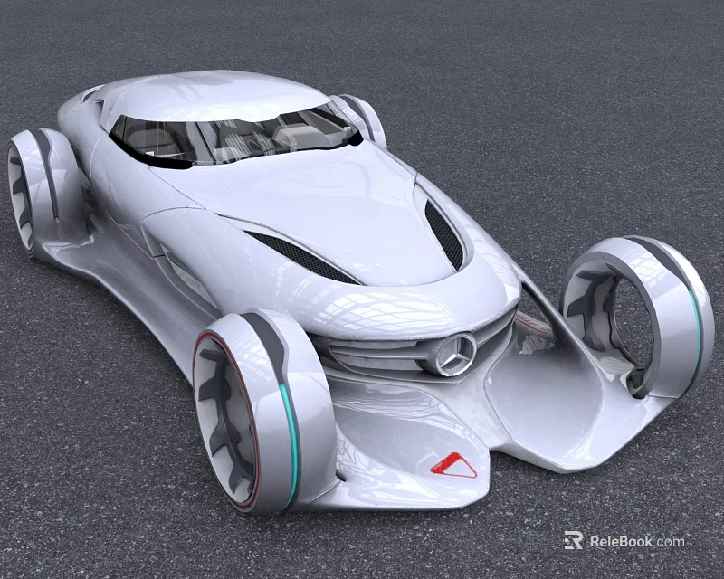 Mercedes Benz Futuristic Concept Car With Sleek Body And Unique Wheels 3d model 