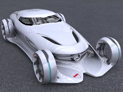 Mercedes Benz Futuristic Concept Car With Sleek Body And Unique Wheels 3d model